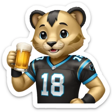 Make the Carolina panthers mascot drinking a beer sticker