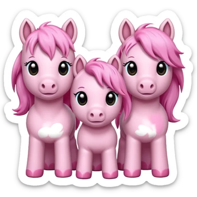Three Pink pony sticker