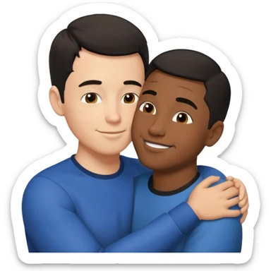 White adult male kissing black adult male sticker