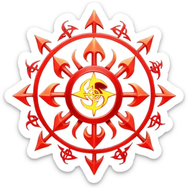 Chaotic infernal sigil pulsating with red energy, ritual magic aesthetic sticker