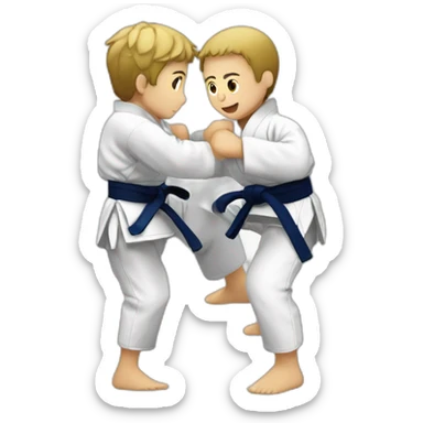 a judoka doing o soto gari on another judoka sticker