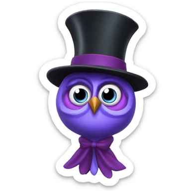 magician wizzard owl violet wizzard hat sticker