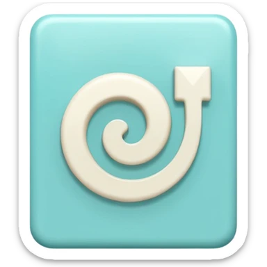 a Tiny compressed Stylized light-turquoise whirlwind symbol inside a pastel white slightly shaded square icon, light turquoise glossy borders sticker