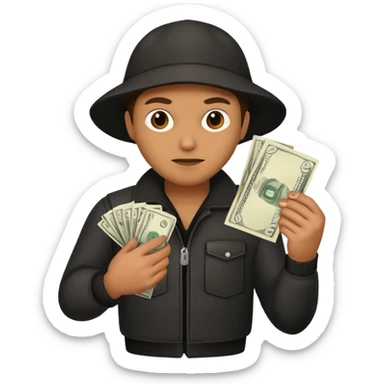 robber with a wad of money sticker
