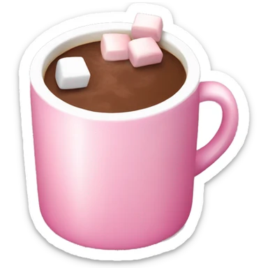 Pink mug with hot chocolate with marshmellows sticker
