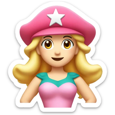 princess peach wearing mario hat with a star in her hand  sticker