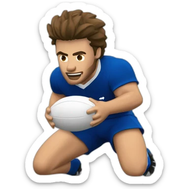 joueur de rugby équipe de France marquant un essai sticker