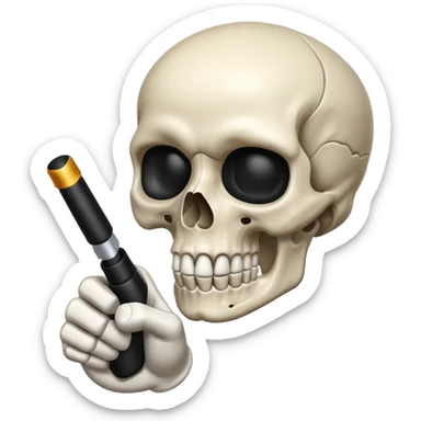 Skull emoji pointing with hand to the right at something sticker
