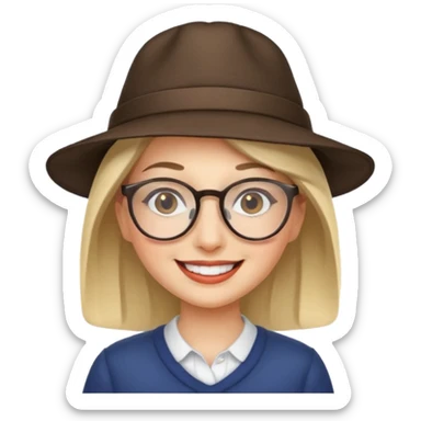 hatted woman with glasses sticker