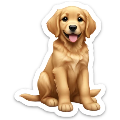 a golden retriever puppy sitting sticker