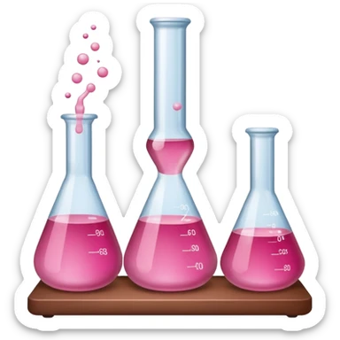 pink and brown chemistry lab equipment sticker