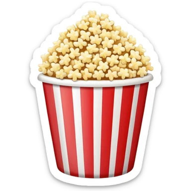 Popcorn in a striped cup with a TV sticker