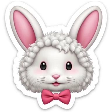 curly bunny with red bowtie sticker