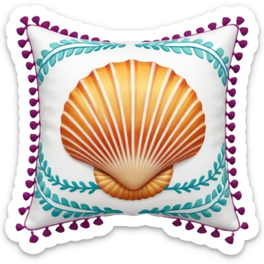 Seashells patterned pillow with tassels sticker