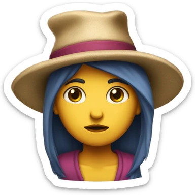 Levana wearing a sad hat sticker