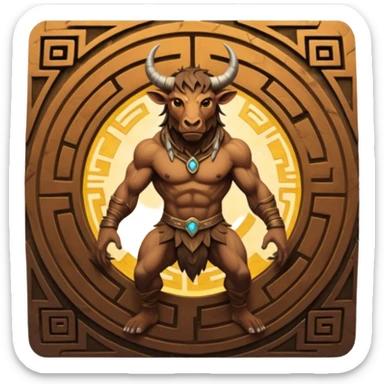 solarpunk style, oil paint - skinny The Minotaur lurks in the middle of the labyrinth sticker