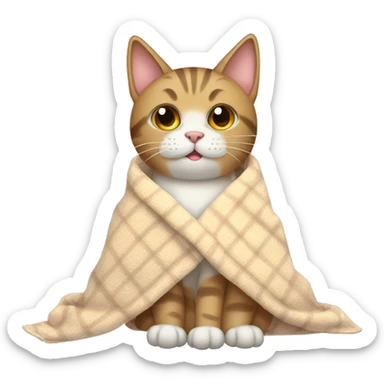  cat with blanket sticker