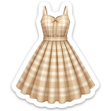 pastel beige plaid spring dress floating in the air sticker