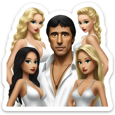 Tony Montana with 4 beautiful models sticker