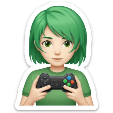 colored green hair gamer game pad controller sticker
