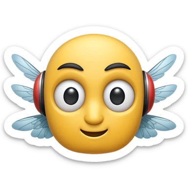 fly with headhpones on sticker