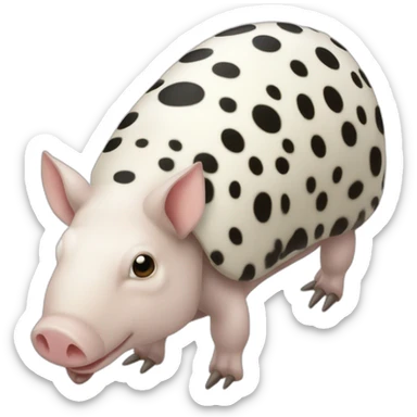 White pig armadillo cow centipede insect with black spots sticker