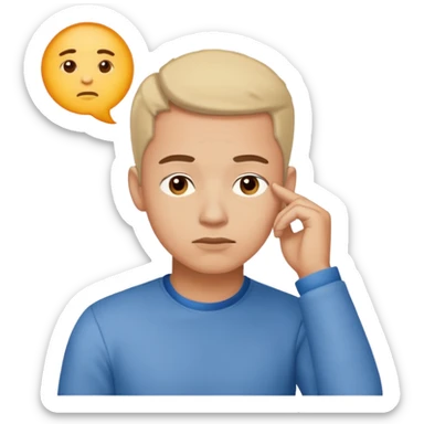 man in thinking pose looking top right up sticker