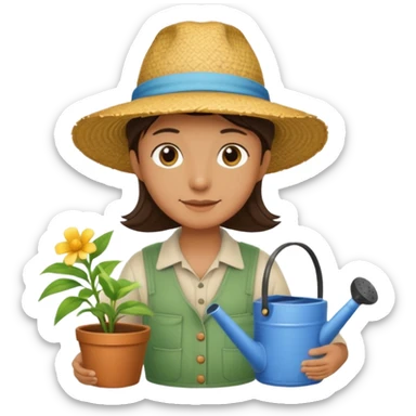 gardener holding watering pot sticker