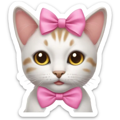 cat with a pink bow on the head sticker