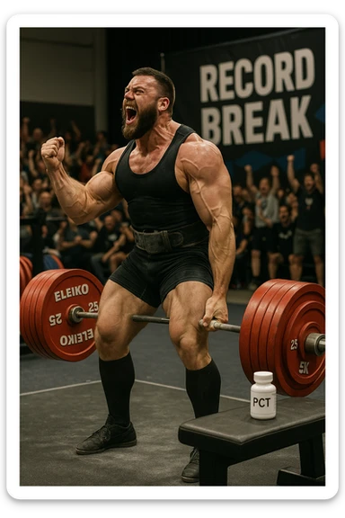 Powerlifter in gara che fa record grazie alla sua "PCT" sticker