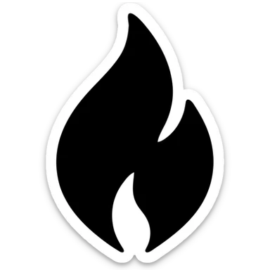 abstract geometric flame shape with solid black fill, no color sticker