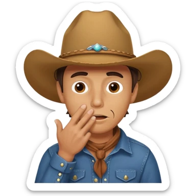 cowboy making oops expression covering mouth sticker