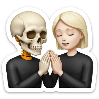 Skull face joining hands sticker