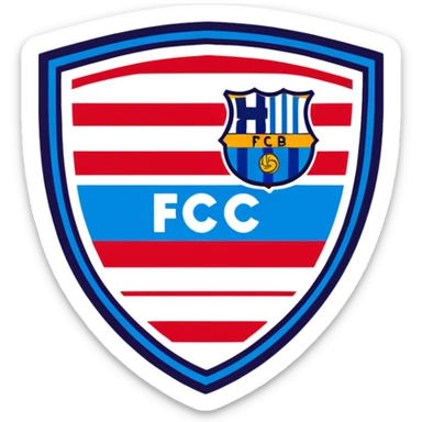 FC Barcelona logo, shield with blue and red stripes, football club emblem sticker