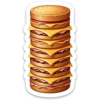 A savory food tower built from stacked meats sticker