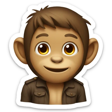 A monkey with a level of a children sticker