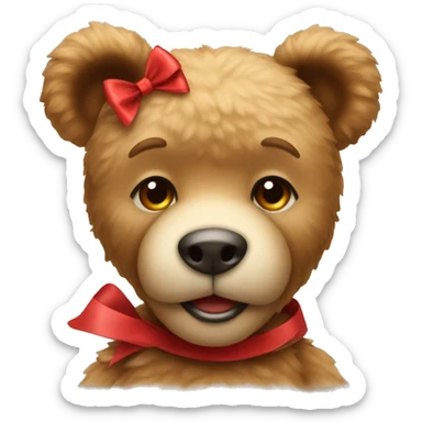 A teddy bear with a red bow  sticker