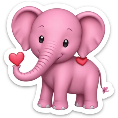 une éléphant rose amoureux avec des coeurs sticker