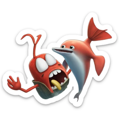 mr krabs punching a dolphin sticker