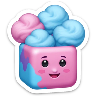 Cubed cotton candy in the order of cyan, blue, pink, and purple. sticker