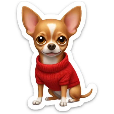 A red-haired chihuahua in a red sweater sticker