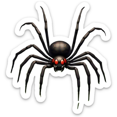 Huge spider sitting on grass with flowers, surrounded by a lush meadow. Detailed legs and body, with soft natural lighting enhancing its texture. Calm, serene background with vibrant greenery and a clear sky. Transparent background. sticker