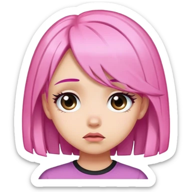 Girl with black and pink hair embarrassed  sticker