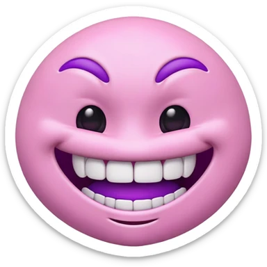 3D emoji of an awkward smile face with clenched teeth, soft pink/purple color palette, expressive sticker