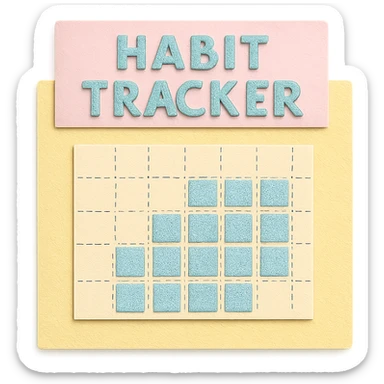 soft pastel gentle habit tracker grid with delicate dotted lines with a pastel yellow background sticker