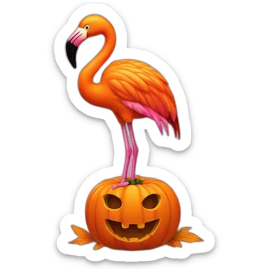 Jack-o-lantern flamingo sticker