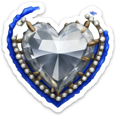 a royal blue heart with a diamond sticker