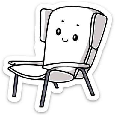 friendly cartoon chair with open arms, inviting someone to sit sticker