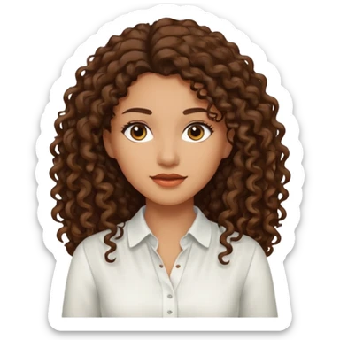 Woman light brown skin long dark curly hair sticker