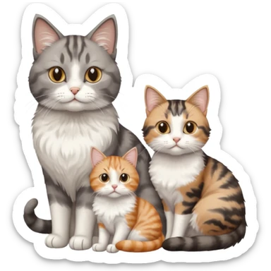 a realistic looking very fluffy grey and white cat sitting next to another cat sticker